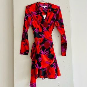 NWT Veronica Beard Mini Wrap Ruched Dress Size 10